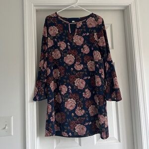 Navy blue floral dress